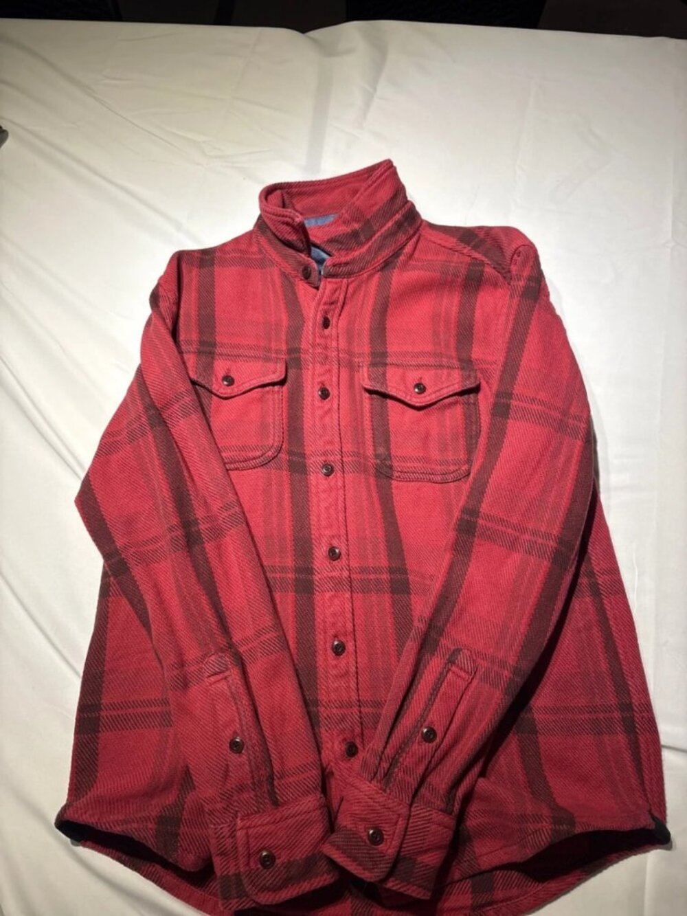 Men's Burgundy Plaid Heavyweight Flannel Shacket Size S